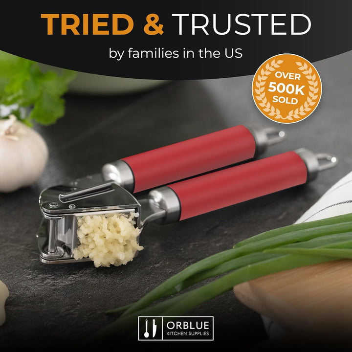 ORBLUE knoblauchpresse edelstahl [Premium] – knoblauch presse Professionelle Qualität, leicht zu rei