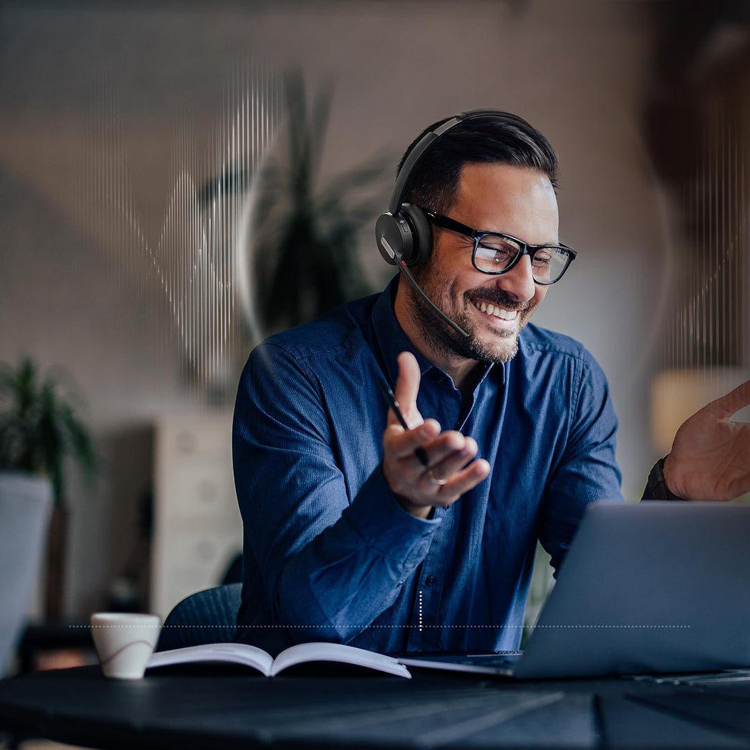 Yealink WH64 Hybrid DECT & Bluetooth Wireless Headset mit 3 Mikrofonen für die Arbeit mit Ladestände