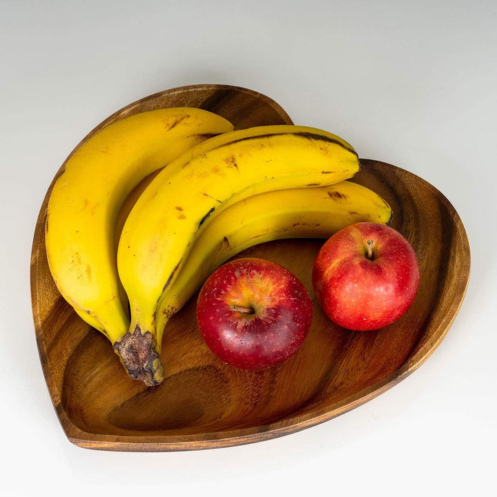 levandeo Holzschale Akazie 25cm Herz Design Snackschale Schale Obstschale Obstkorb Tischdeko Deko, 2