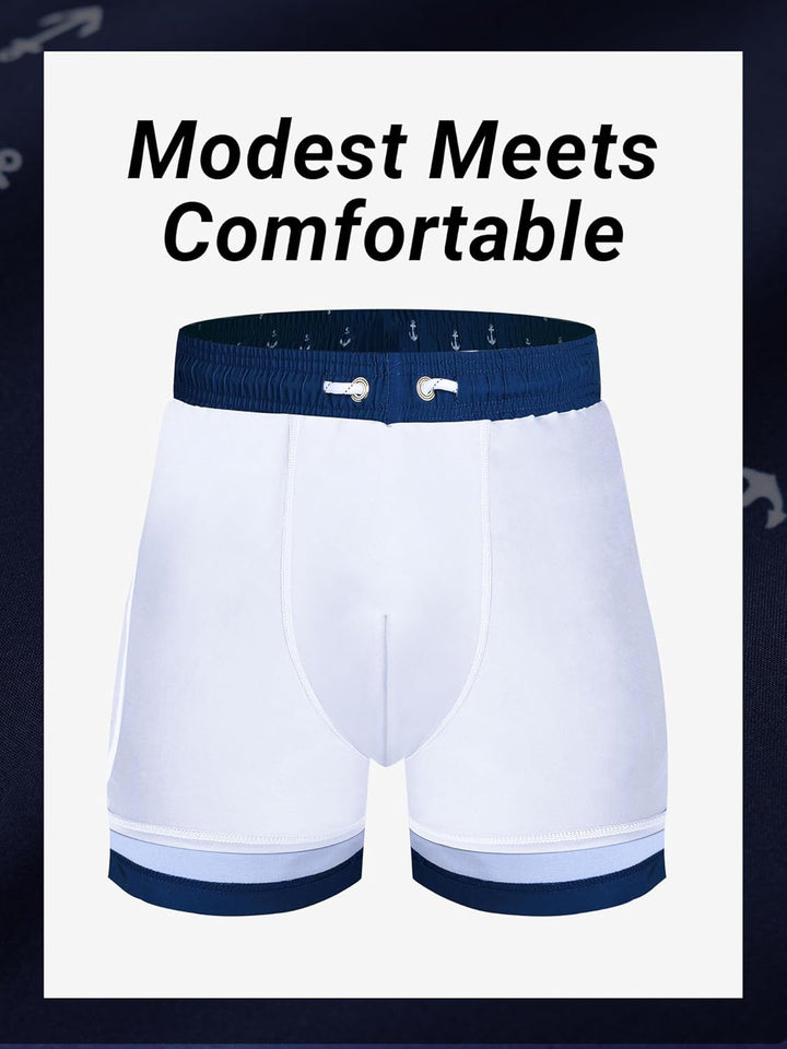Arcweg Badehose für Herren Badeshorts mit Kompression Liner 2 in 1 Schnelltrocknend Strandhose Männe