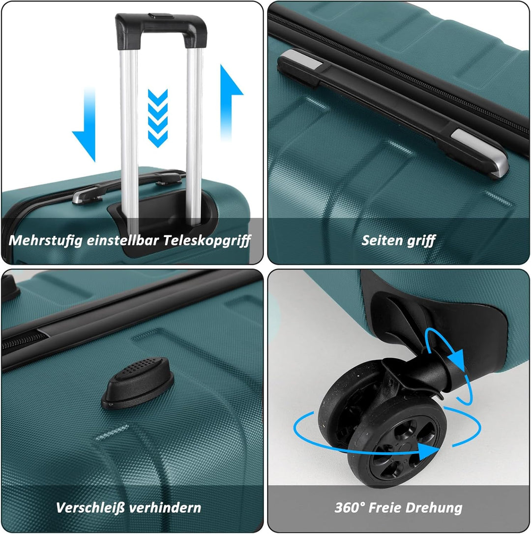 TANTOMI Kofferset 3-teilig, ABS Hartschalenkoffer Set, Reisekoffer Set mit Rollen, Gepäck-Sets (20/2