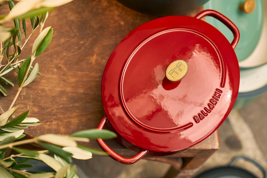BALLARINI Bellamonte Auflaufform, Bräter, Dutch Oven, Emailliertes Gusseisen, Oval, 33 cm, 6,5 L, Ro