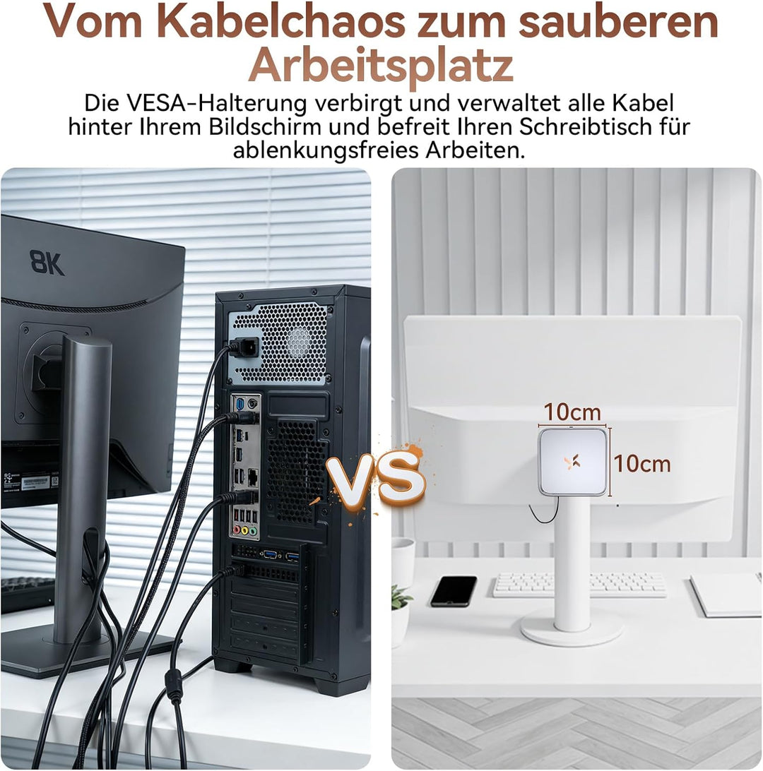 Huidun H80 Mini PC АMD Ryzen 5 (Besser als 4300U/i3-10110U) W11-Pro 16GB RAM 512GB SSD, 4K@60Hz UHD