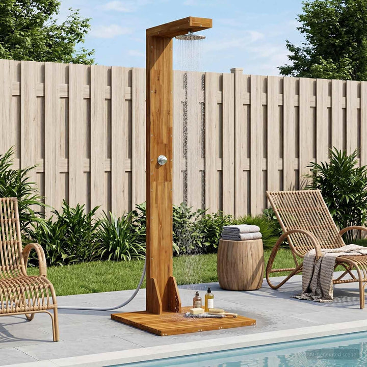 vidaXL Gartendusche 210,5 cm Massives Akazienholz und Edelstahl Natur, Natur