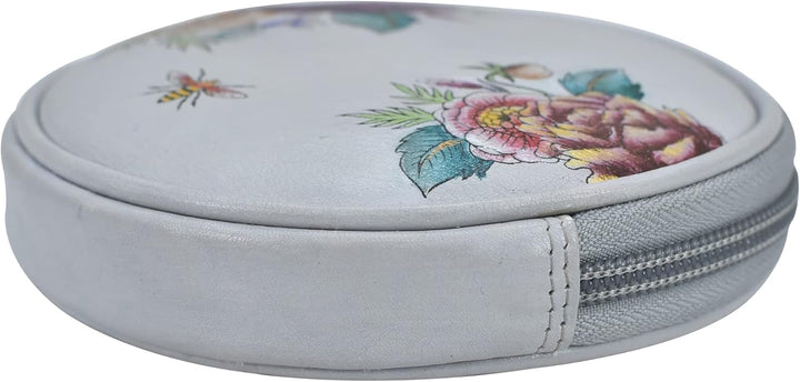 Anuschka Münzbeutel aus Echtleder, handbemalt, Rund - Floral Charm, Floral Charm