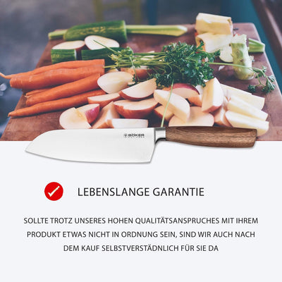 Böker 130730 SOLINGEN Core geschmiedetes Santoku Messer 17 cm mit Holzgriff - extrem scharfes Soling