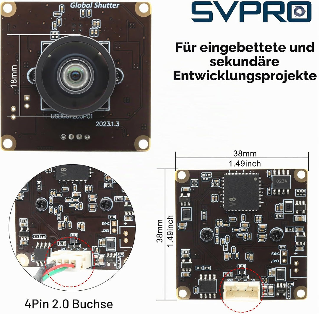 Svpro 2MP Global Shutter USB Kamera Board 90fps Hochgeschwindigkeits-Webcam-Modul mit verzerrungsfre