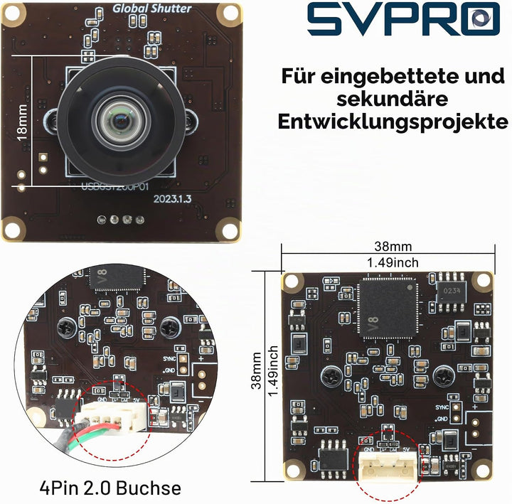 Svpro 2MP Global Shutter USB Kamera Board 90fps Hochgeschwindigkeits-Webcam-Modul mit verzerrungsfre