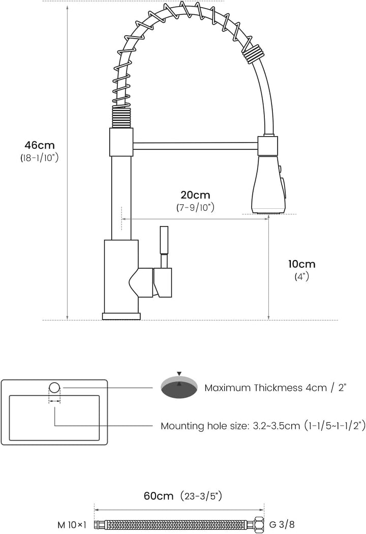 APPASO Wasserhahn Küche Schwarz, Hochdruck Mischbatterie mit 3 Strahlarten, 360° Drehbar Spültischar