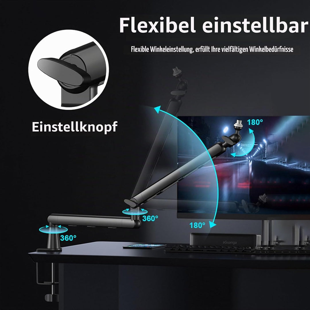Gaming Mikrofon mit Low Profile Mic Arm, Mikrofonarm mit Kabelkanälen für Podcast Streaming Studio G