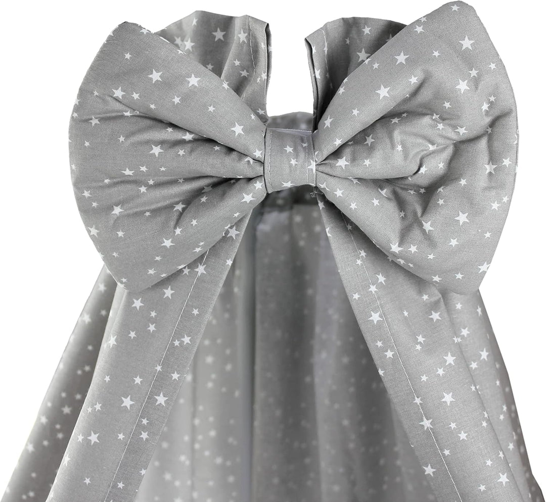 TupTam Babybett Himmel mit Schleifchen, Farbe: Sterne Grau 2, Grösse: ca. 160x240 cm ca. 160x240 cm