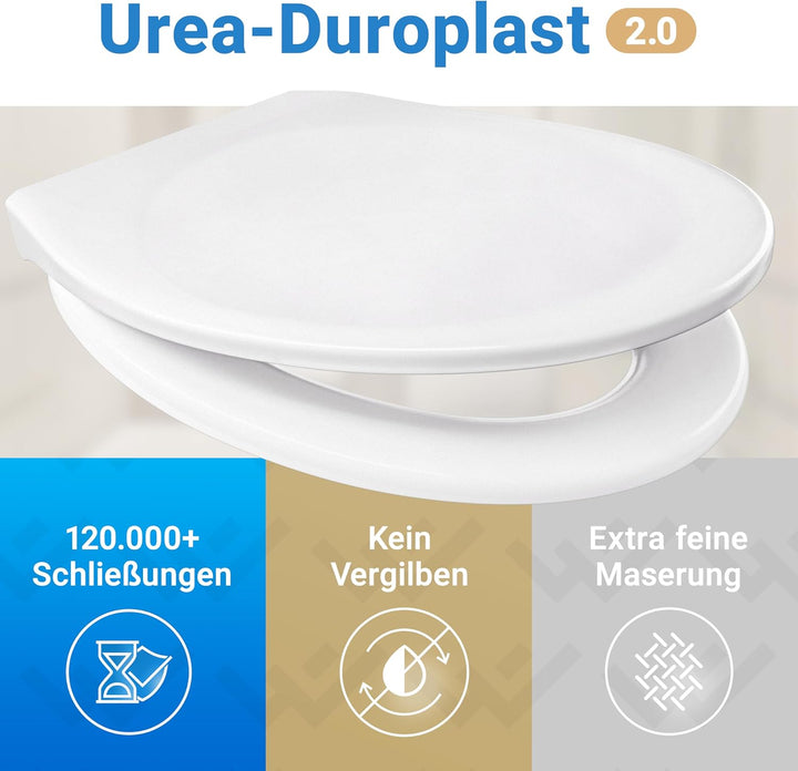 LOBENSWERK Toilettendeckel mit Absenkautomatik [Einfache Montage] antibakteriell & UV-beständig | Qu