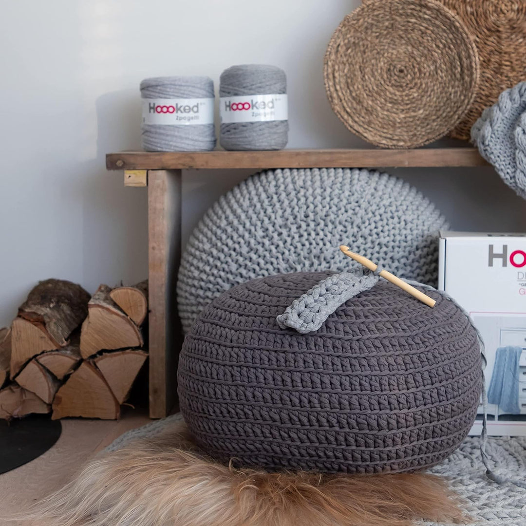 DIY Häkel & Strick Set Zpagetti Pouf Smokey Antracite Anthrazit, Anthrazit