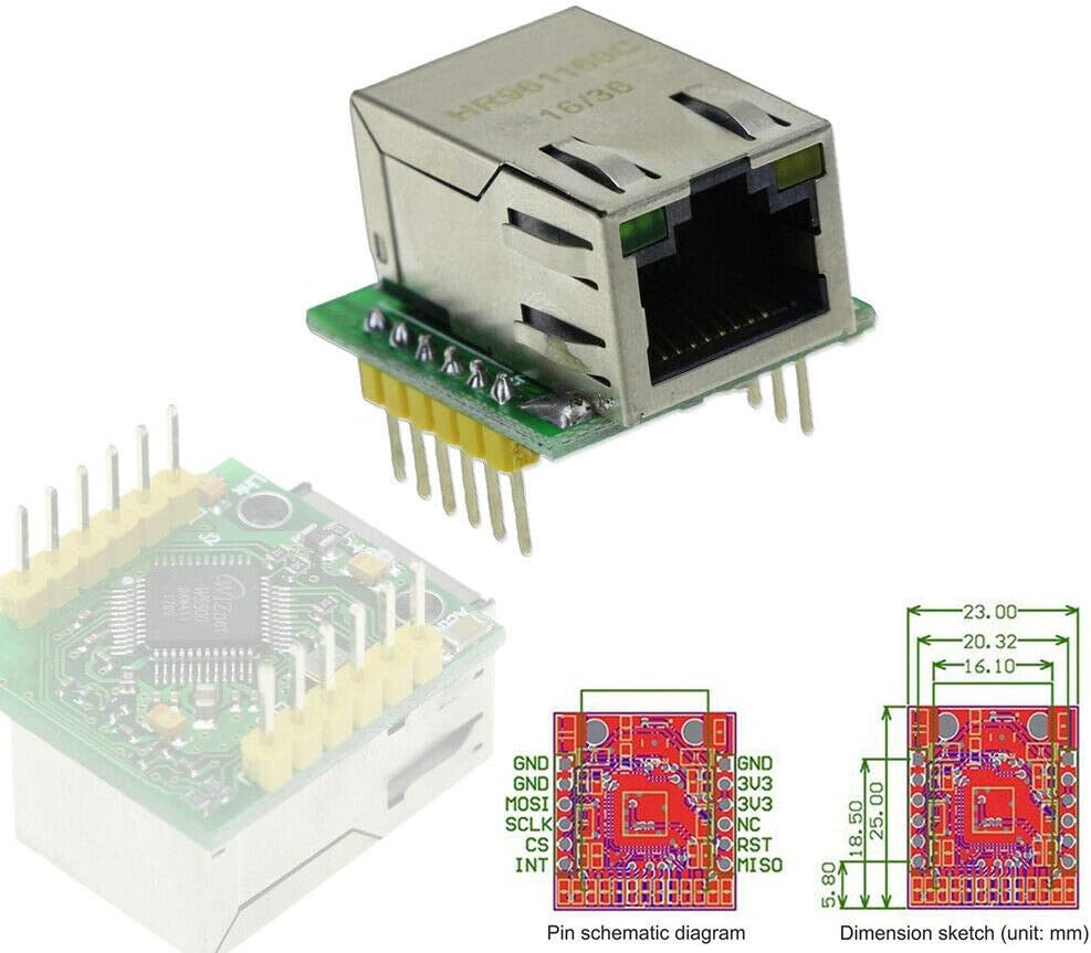2pcs USR-ES1 W5500 Chip New SPI to LAN/Ethernet Converter TCP/IP Mod