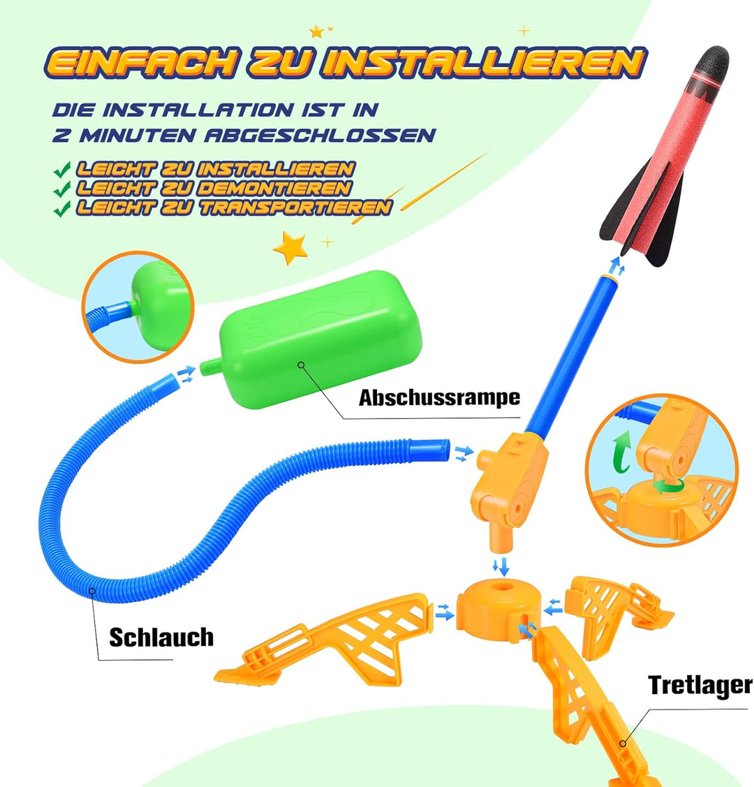 Rakete Luftdruck, Outdoor Spielzeug für Kinder - Geschenke für Jungen Mädchen Einzeln 6pcs, Einzeln