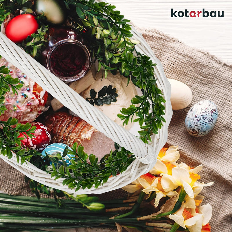 KOTARBAU® Weidenkorb Einkaufskorb geflochten 440 x 280 mm Korb aus Weide Weiss gross Einkaufskorb ge