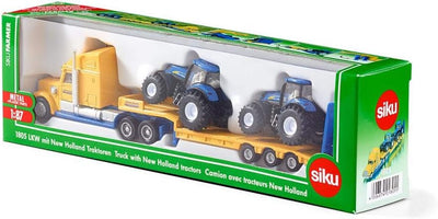 siku 1805, LKW mit New Holland Traktoren, 1:87, Metall/Kunststoff, Gelb/Blau, Viele Funktionen LKW m