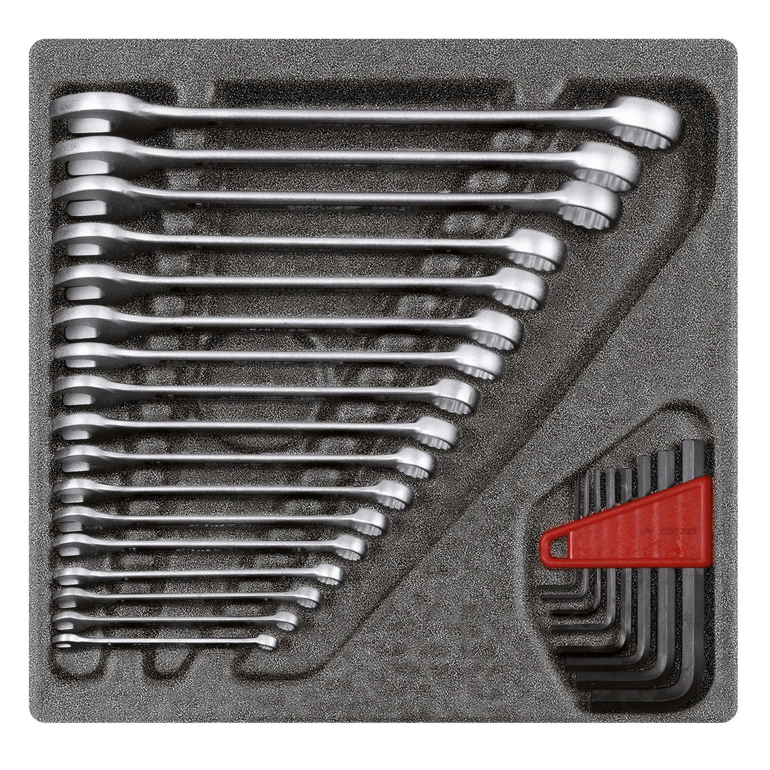 GEDORE red Ringmaulschlüssel- und Winkelschraubendreher-Satz im 2/3 Schaumstoffmodul, 26-teilig