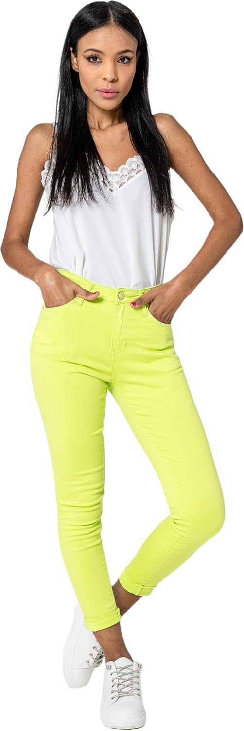 Nina Carter P056 Damen Jeanshosen Skinny Fit Jeans High Waist S Lime (P109-52), S Lime (P109-52)