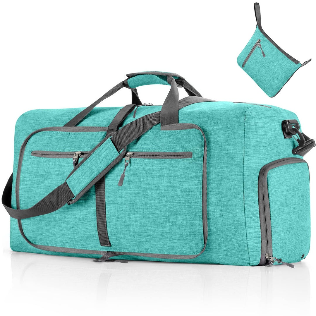 Vomgomfom 115L Reisetasche mit Schuhfach, Grosse Falttasche für Camping, Reisen, Fitness, Minzgrün E