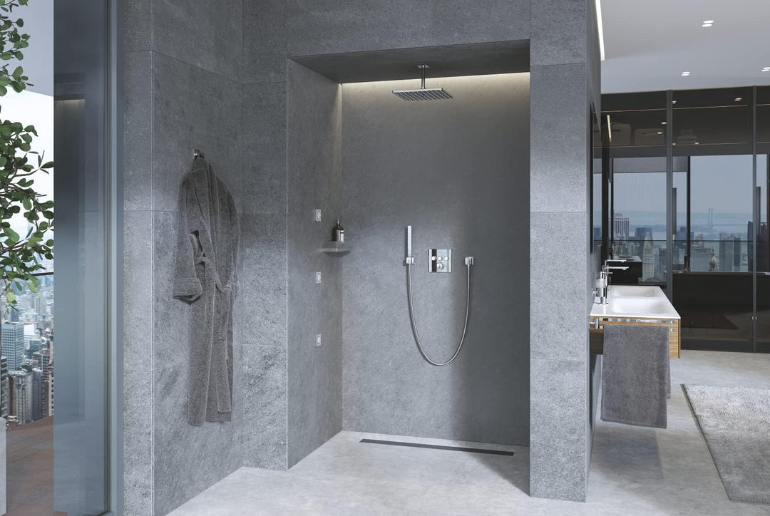 GROHE Euphoria Cube - Handbrausehalter, chrom, 27693000 & Euphoria Cube - Wandanschlussbogen (Aussen