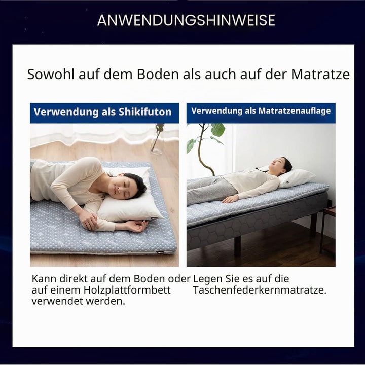 EMOOR Faltbare Hybrid-Futon-Matratze, Hoch-Resilien-Urethan, 150 N (Mittelfest), Mit Waschbarem, Gep