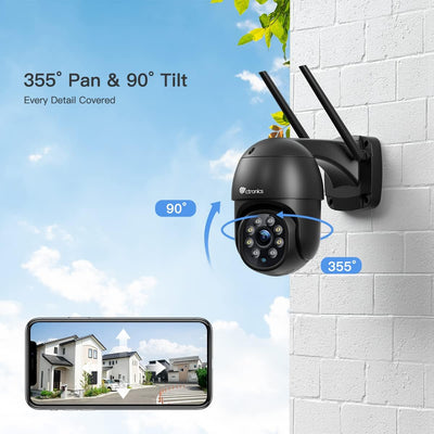 ctronics PTZ Überwachungskamera Aussen,1080P Kabellose IP WLAN Outdoor Kamera mit Automatische Verfo