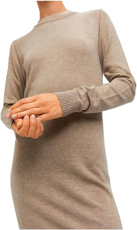 Object Damen Objthess L/S Knit Dress Noos Strickkleid L Fossil/Detail:melange, L Fossil/Detail:melan