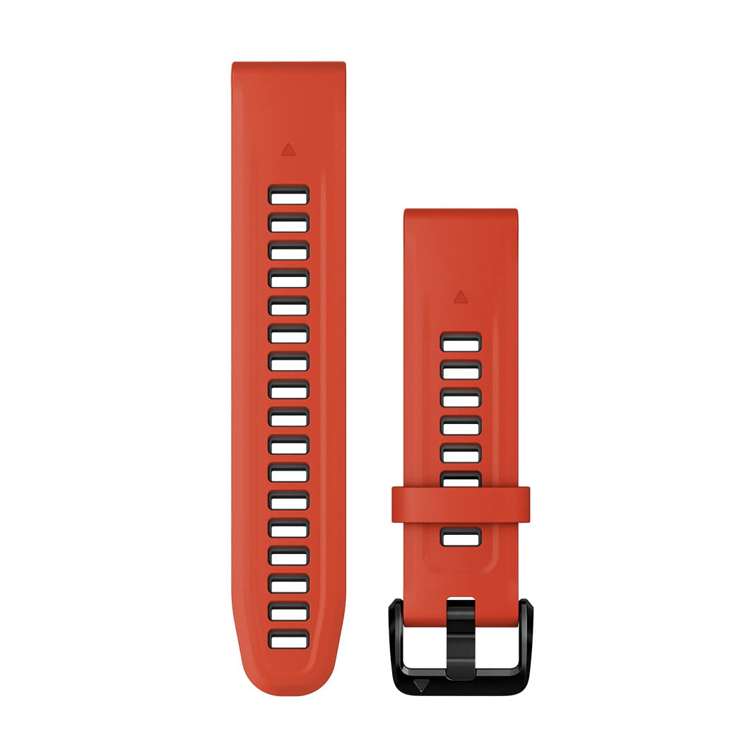 Garmin Quickfit Armband, 20mm, Silikon, Flammenrot/Graphit, passend für Fenix 5S/6S/7S-Serie, Instin