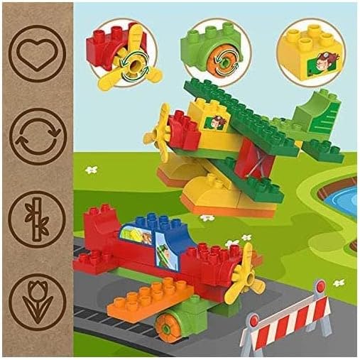 BIOBUDDI Fahrzeuge | Flugzeuge & Doppeldecker mit Propeller, 38 Teile, 100% kompatibel mit Lego & du