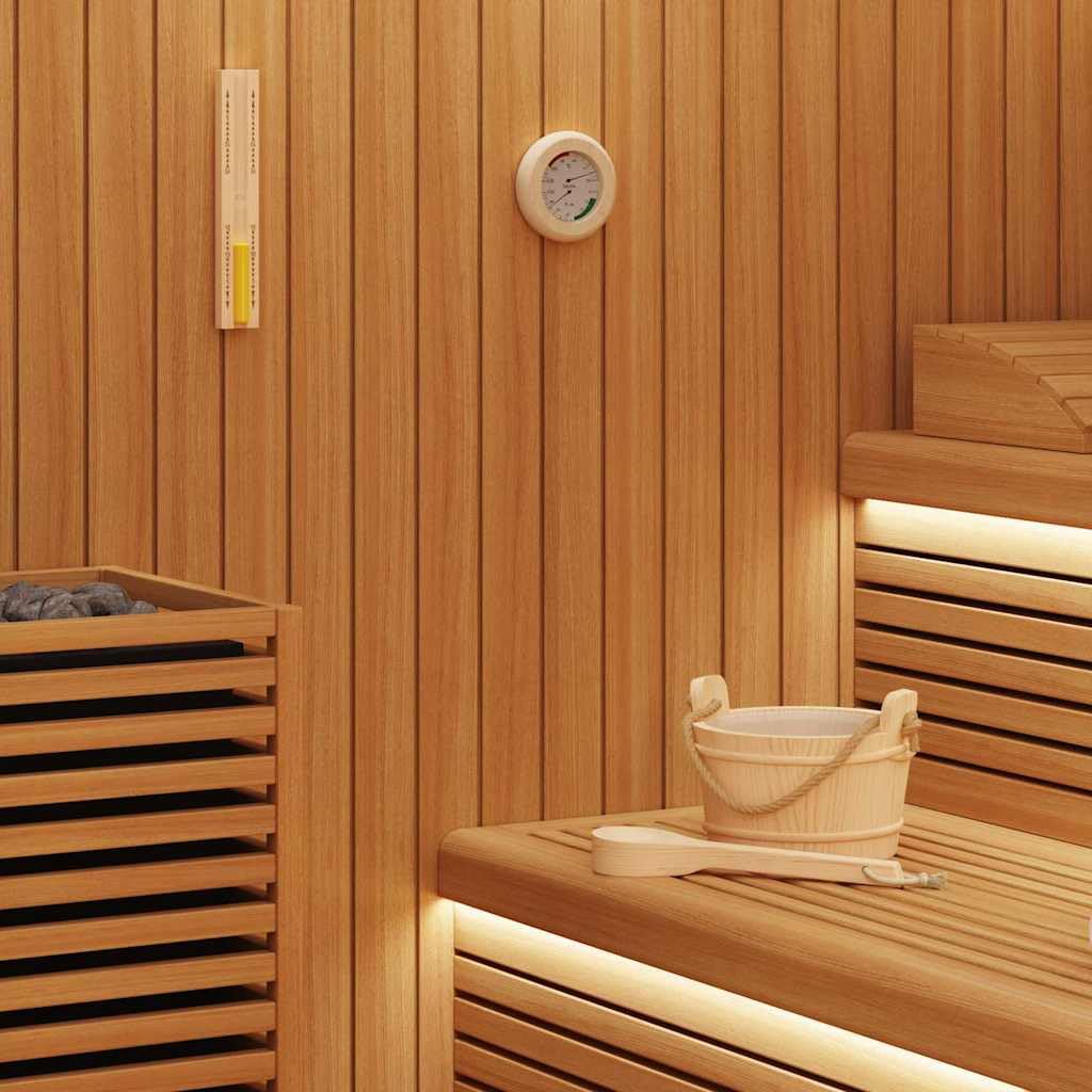 Sauna Zubehör Set 4 pcs Braun aus massivem Kiefernholz und Hanf mit 4L Aufgusskübel Schöpfkelle Sand