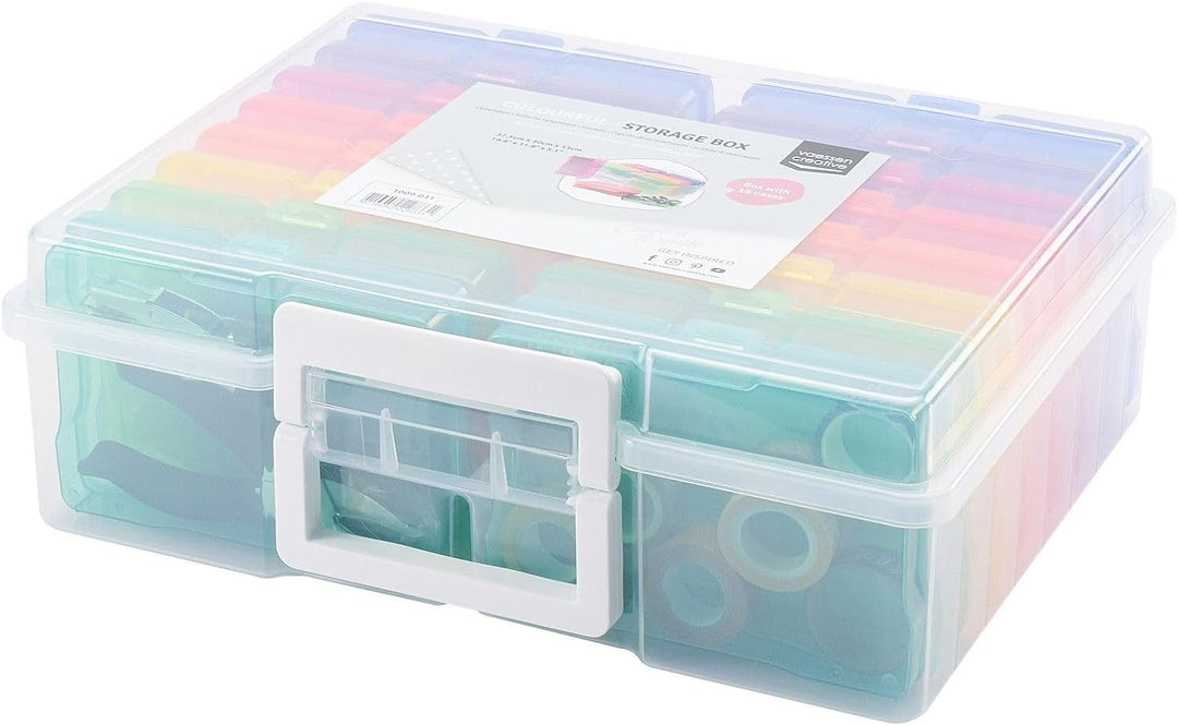 Vaessen Creative Farbige Staubox mit 16 Boxen, 37,50 x 30 x 13 cm Mit 16 bunten Dosen, Mit 16 bunten
