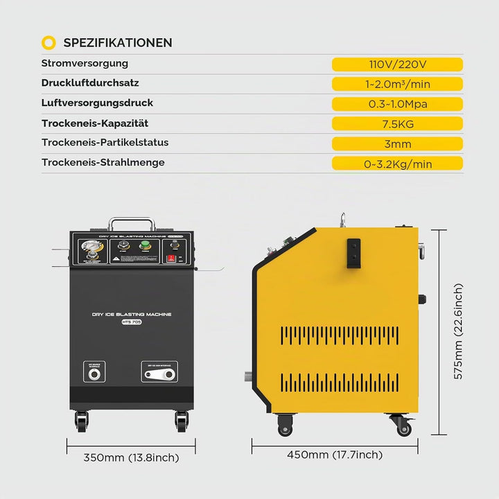 Trockeneisstrahlmaschine,HTS705 Trockeneisstrahler,Trockeneisreinigungsmaschine mit 5kg Kapazität,ei