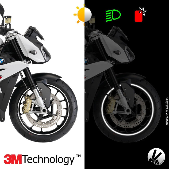VFLUO Circular,(2er-Pack) Motorroller retroreflektierendes Felgenband-Kit (1 Rad), 3M Technology, Ba