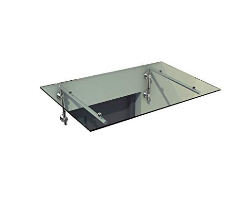 Shop Vordach Glasvordach Türvordach Verbundsicherheitsglas Klarglas VSG Edelstahl (120x90cm (2X L-Ha