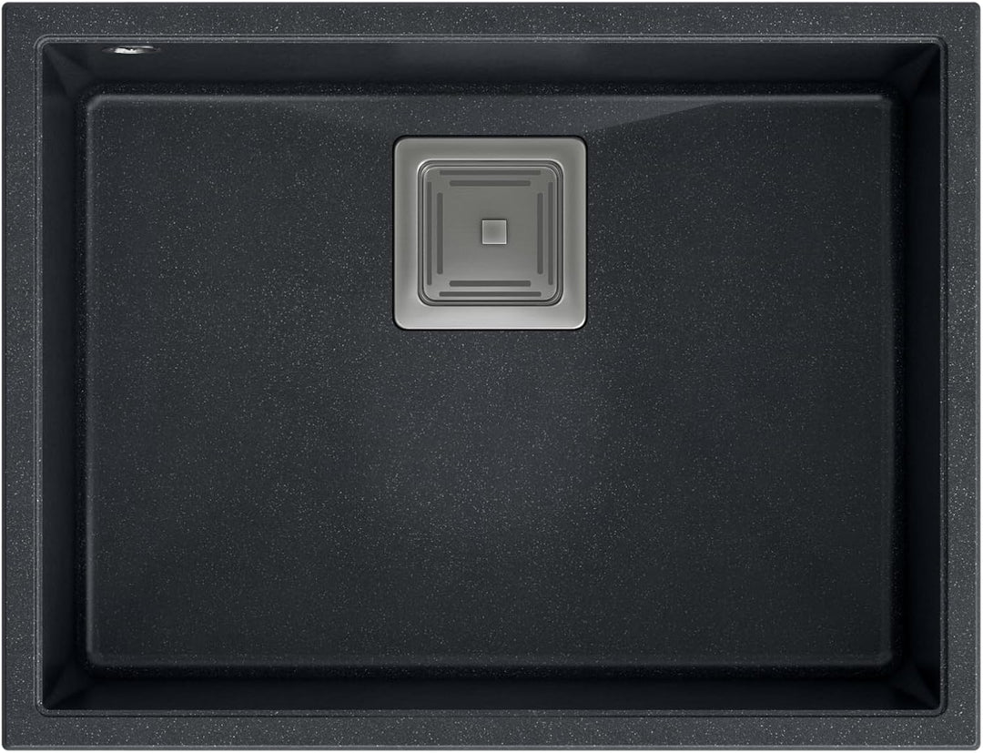 QUADRON | DAVID 50 | Granitspüle | Masse: 55 x 42 x 22,5 cm | 1-Kammer-Unterbauspüle | Schrankunterb