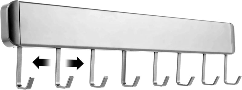 APACALI 1 Stück Hakenleiste Küche ohne Bohren, 40CM Küchenleiste Selbstklebend mit 8 Beweglichen Hak