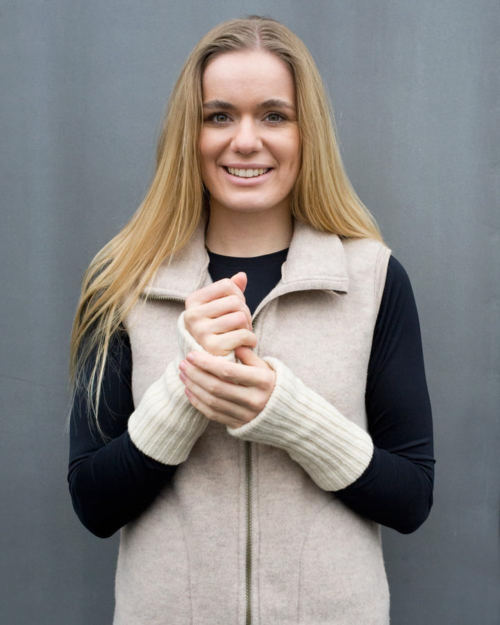Ganterie, Merino Armwärmer/Pulswärmer, 100% Wolle Natur, Natur