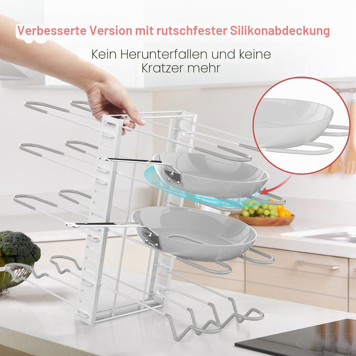 G-TING Topfständer, 8 Ebenen, Töpfe und Pfannen-Organizer zum Ordnen und Aufbewahren in der Küche, v