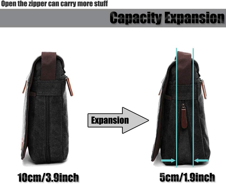 LOSMILE Herren Umhängetaschen, Leinwand Schultertaschen, Laptoptasche,Schulranzen, für Schule und Ar