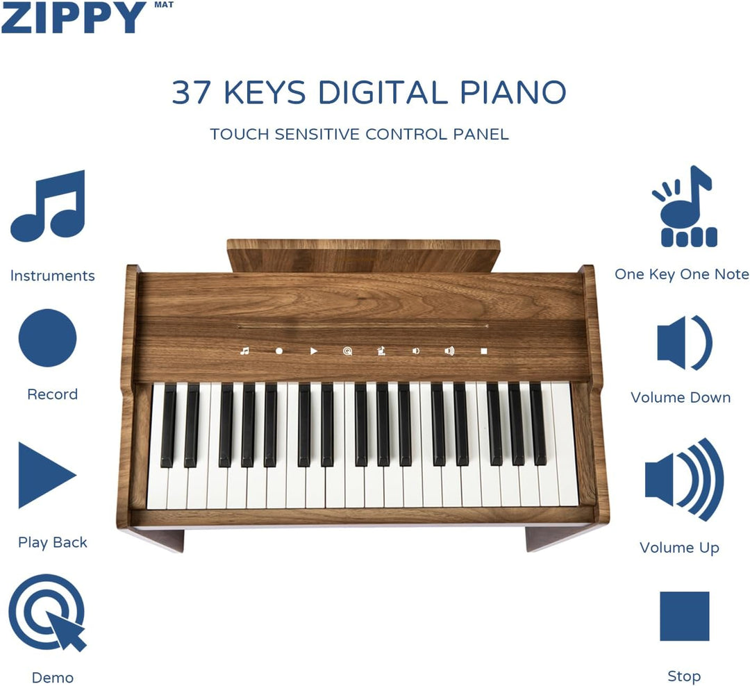 ZIPPY MAT Kinderklavier, 37 Tasten Digitalpiano für Kinder, berührungsempfindliches Bedienfeld, Laut