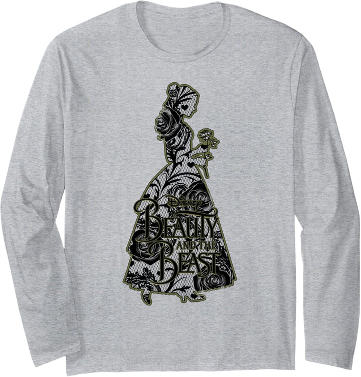 Disney Beauty And The Beast Lace Bell Profile Silhouette Langarmshirt