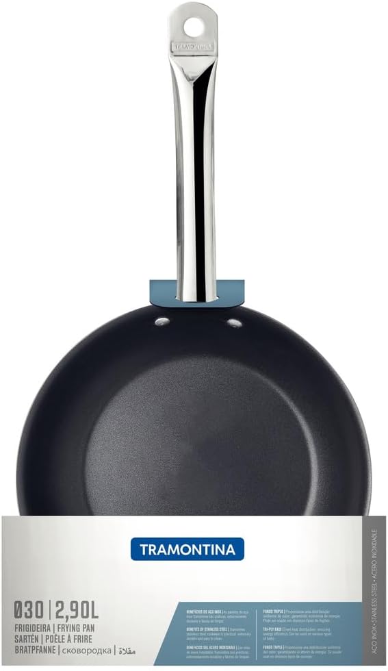 Tramontina Pfanne, Ø 30 cm, Edelstahl, antihaftbeschichtet, tiefe Bratpfanne, beschichtete Bratpfann