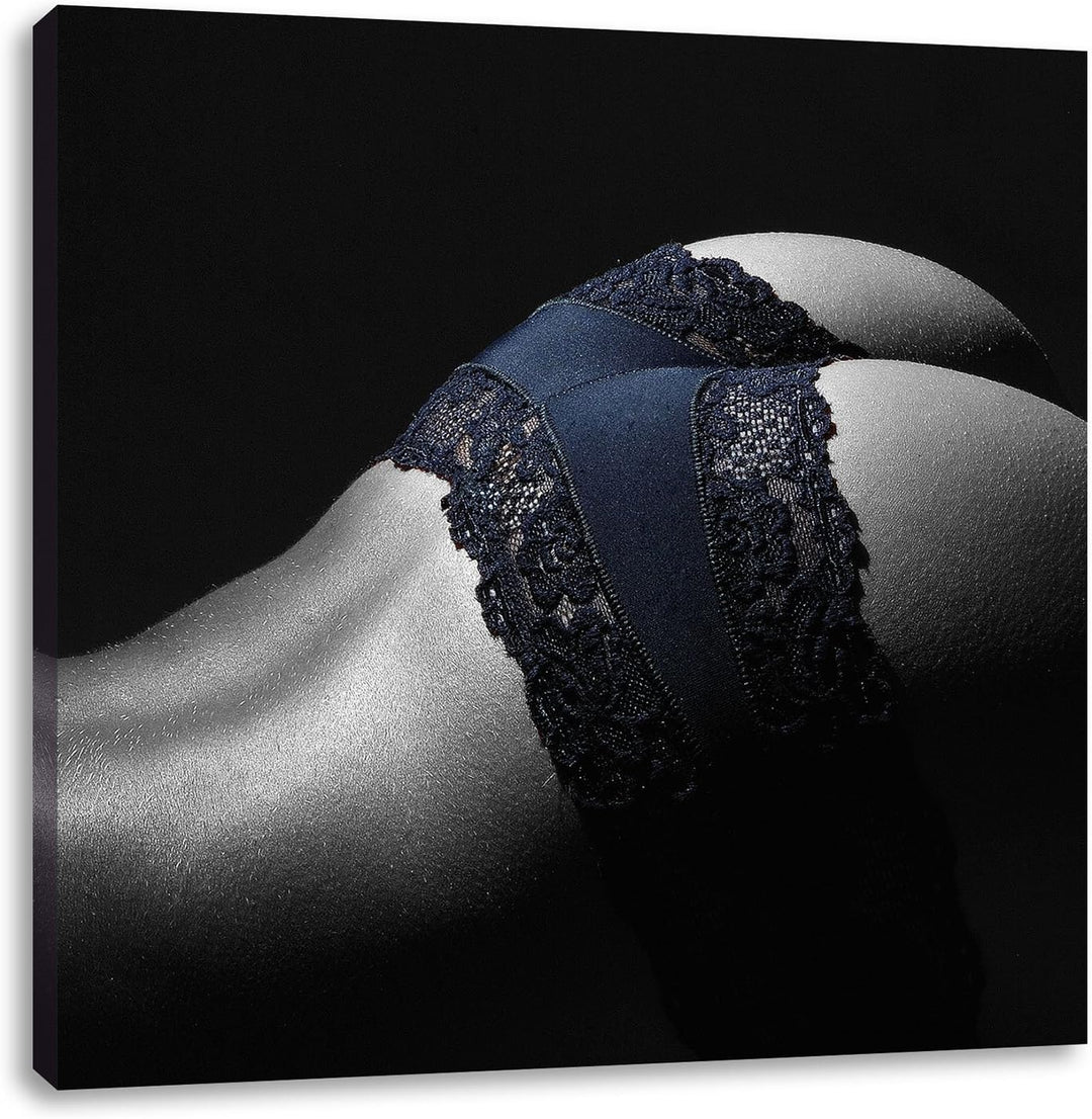 Pixxprint Heisser Frauenpo in sexy Dessous Schwarz/Weiss, Format: 70x70 auf Leinwand, 70x70