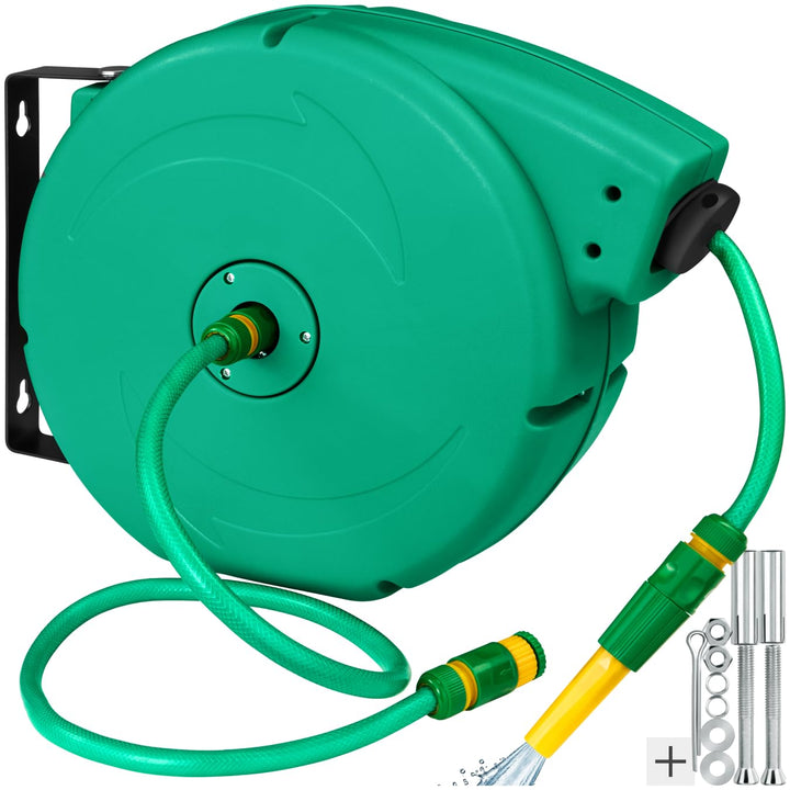 tectake® Schlauchtrommel Wandmontage, Gartenschlauch 1/2 Zoll, Wasserschlauch Aufroller, Schlauch Tr