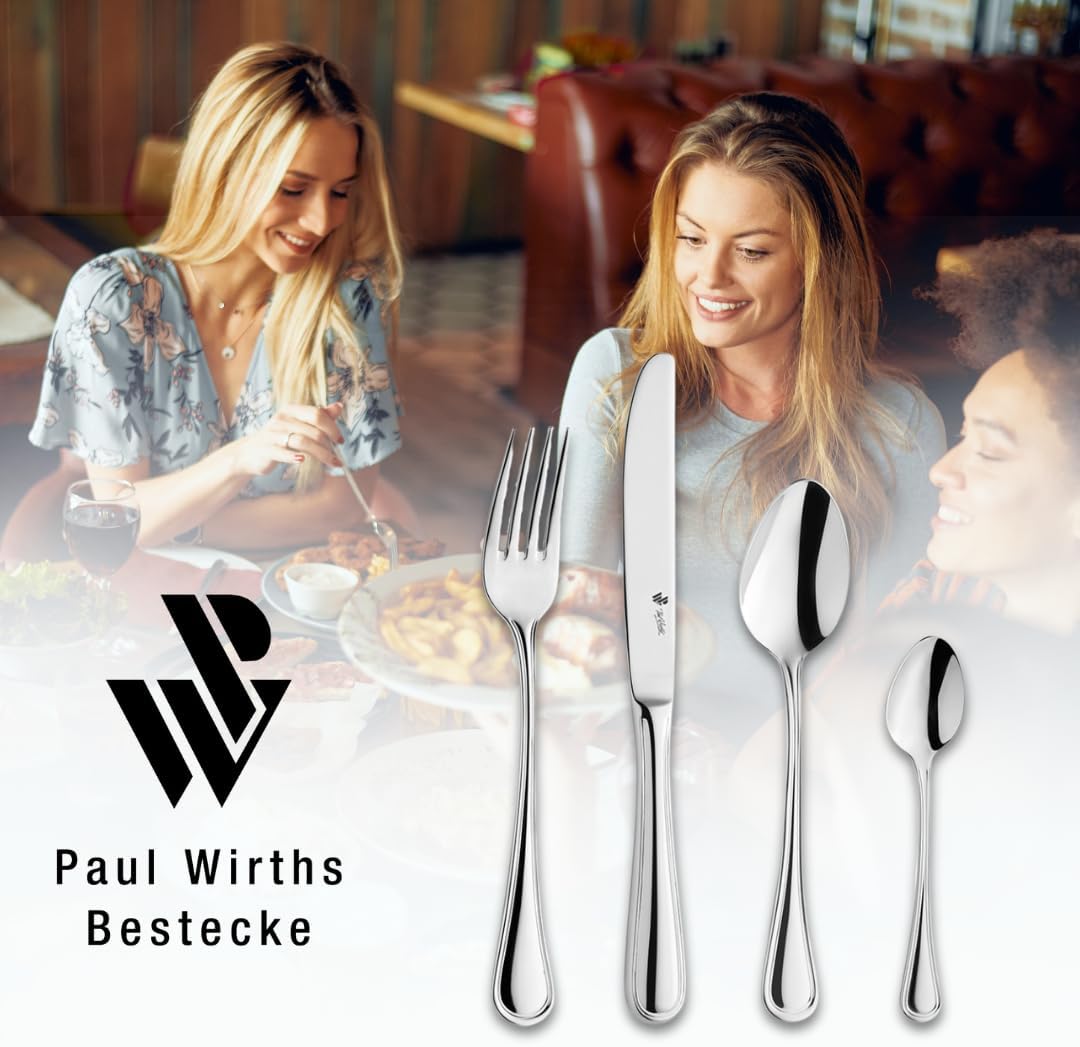 PW Paul Wirths ALTFADEN 9600 Besteck Set für 12 Personen, Essbesteck 60 teilig, Edelstahl rostfrei,