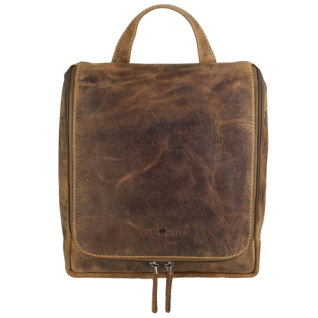 Greenburry – Vintage Kosmetiktasche Rindsleder Reisezubehör 1735-25, Braun, Einheitsgrösse, Braun, b