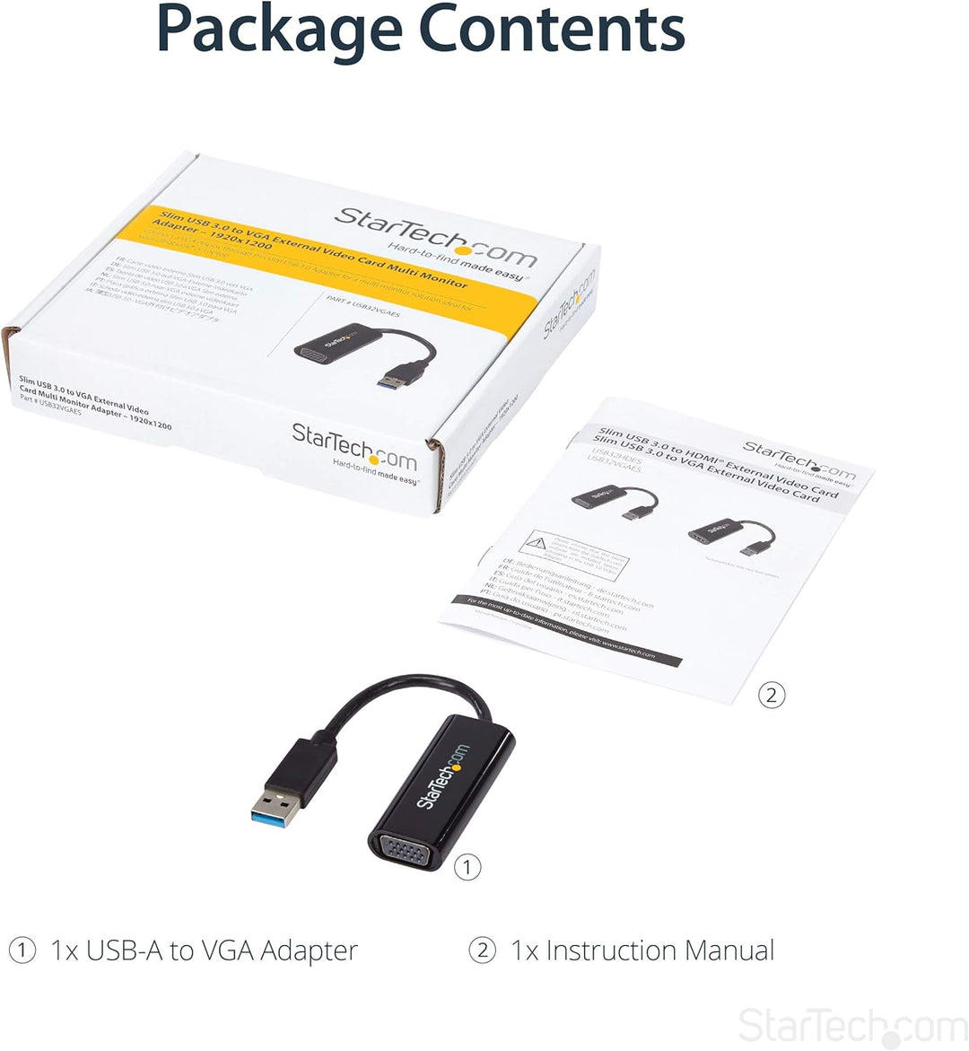 StarTech.com USB 3.0 auf VGA Adapter - Schlankes Design - 1920x1200 Bildauflösung - Externe Video un