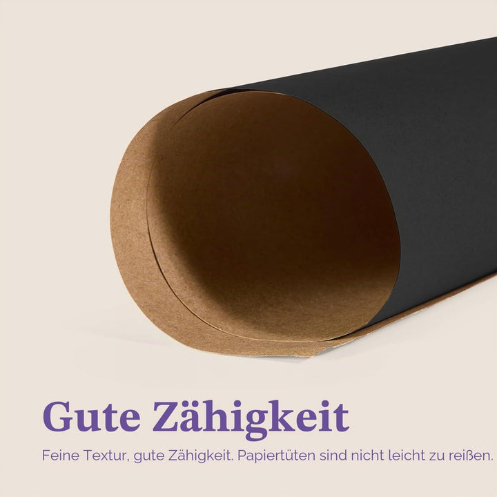 Switory 50 Stück Papiertüten Geschenktüten Schwarz, Kraft Papiertüte mit Henkel zum Party, Geburtsta