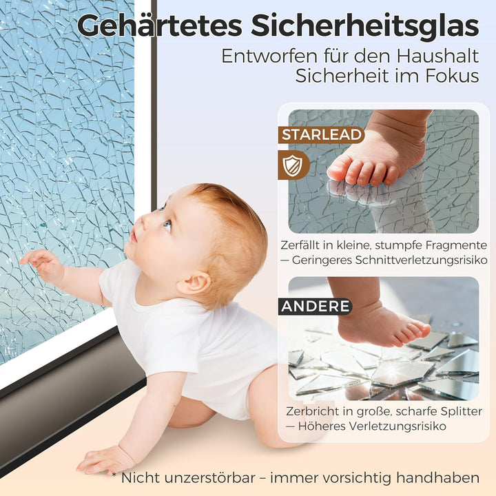 STARLEAD 90 x 120 cm Badespiegel-mit-Beleuchtung & Ablage, Entnebelung, Dimmbar, 3 Farbene Badzimmer